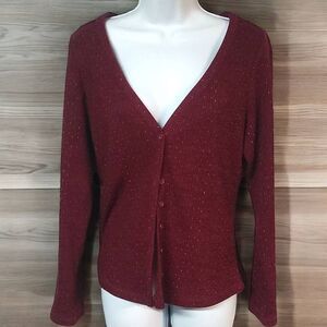 MODCLOTH Vintage style button-front red cardigan sweater preppy casual chic L